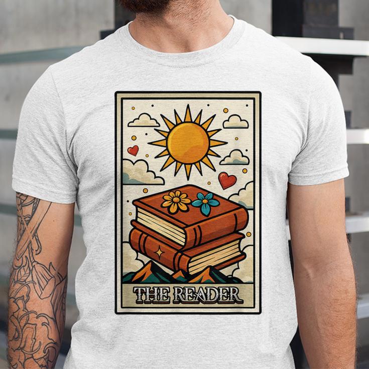 Book Reading Tarot Card The Reader Unisex Jersey T-Shirt Book Reading Tarot Card The Reader Unisex Jersey T-Shirt