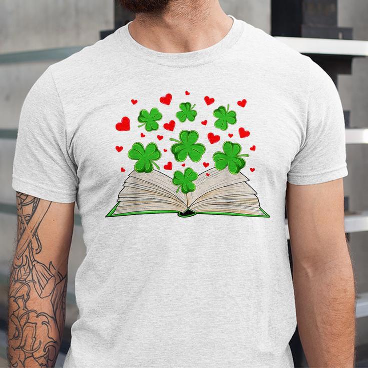 Book With Shamrocks Librarian Saint Patrick's Day Kids Unisex Jersey T-Shirt