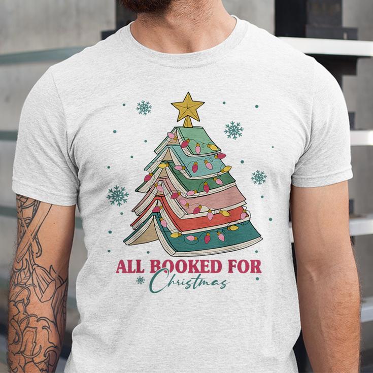 All Booked For Christmas Book Christmas Tree Lights Bookish Unisex Jersey T-Shirt