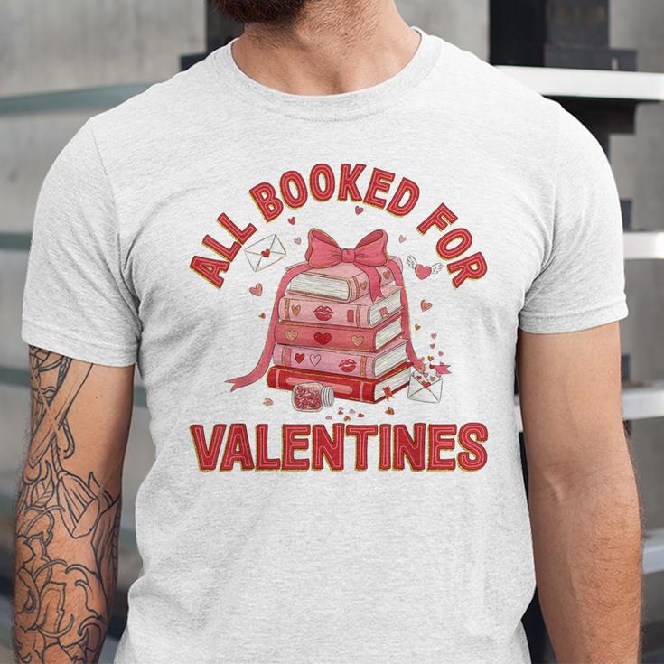 All Booked For Valentines Bow Heart Book Lover Valentine Day Unisex Jersey T-Shirt