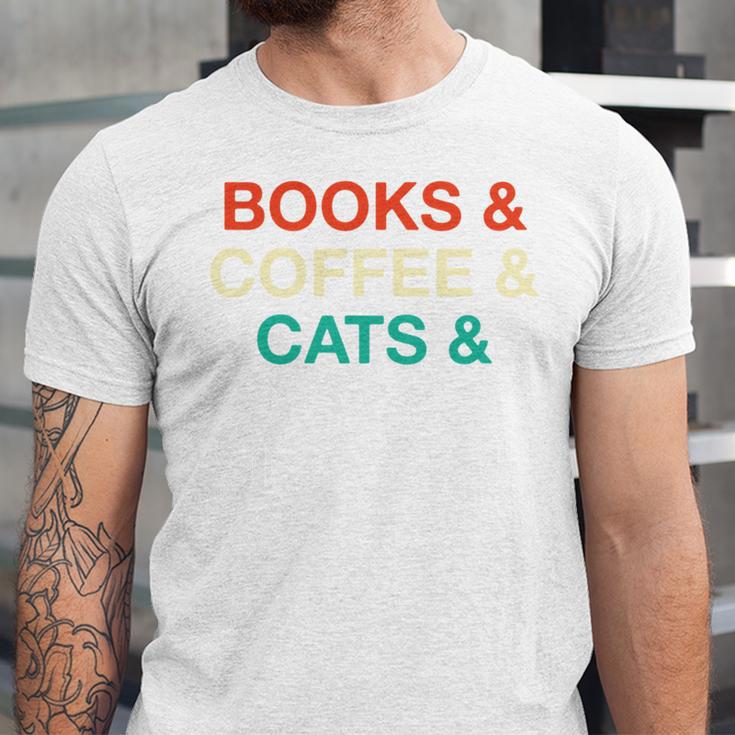 Books Coffee Cats Social Justice Unisex Jersey T-Shirt