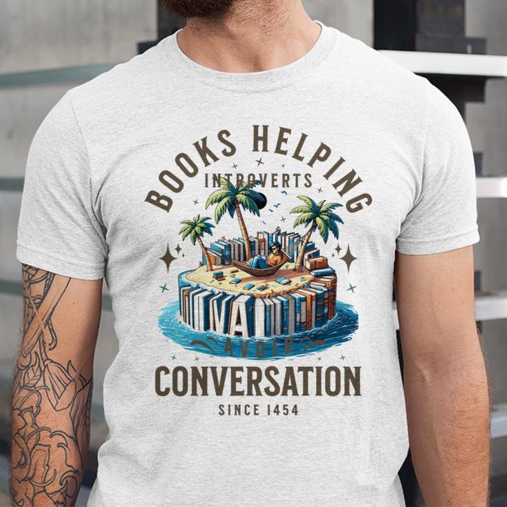 Books Helping Introvert Avoid Conversation Unisex Jersey T-Shirt