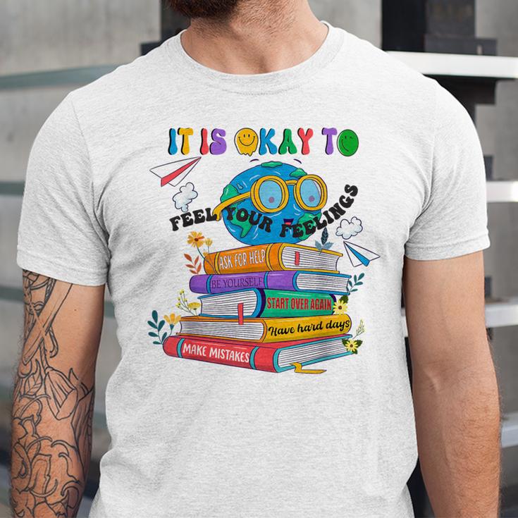 Books It's Okay To Be Kind Yellow Mental Health Day Kids Unisex Jersey T-Shirt