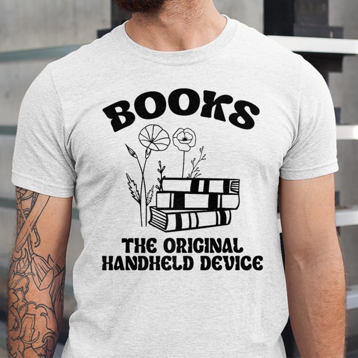 Books The Original Handheld Device Book Lover Premium Unisex Jersey T-Shirt