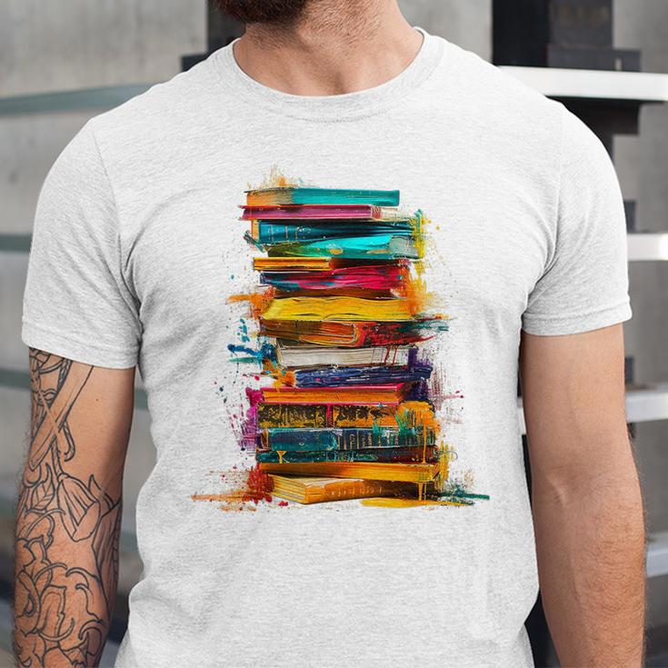 Books Painting Colorful Art Abstract Graphic Books Unisex Jersey T-Shirt Books Painting Colorful Art Abstract Graphic Books Unisex Jersey T-Shirt