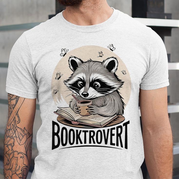 Booktrovert Raccoon Reading And Coffee For Book Lover Unisex Jersey T-Shirt Booktrovert Raccoon Reading And Coffee For Book Lover Unisex Jersey T-Shirt