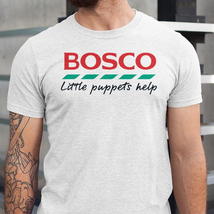 Bosco Little Puppets Help Irish Nostalgia Retro 80s Premium Tri-Blend Unisex Jersey T-Shirt
