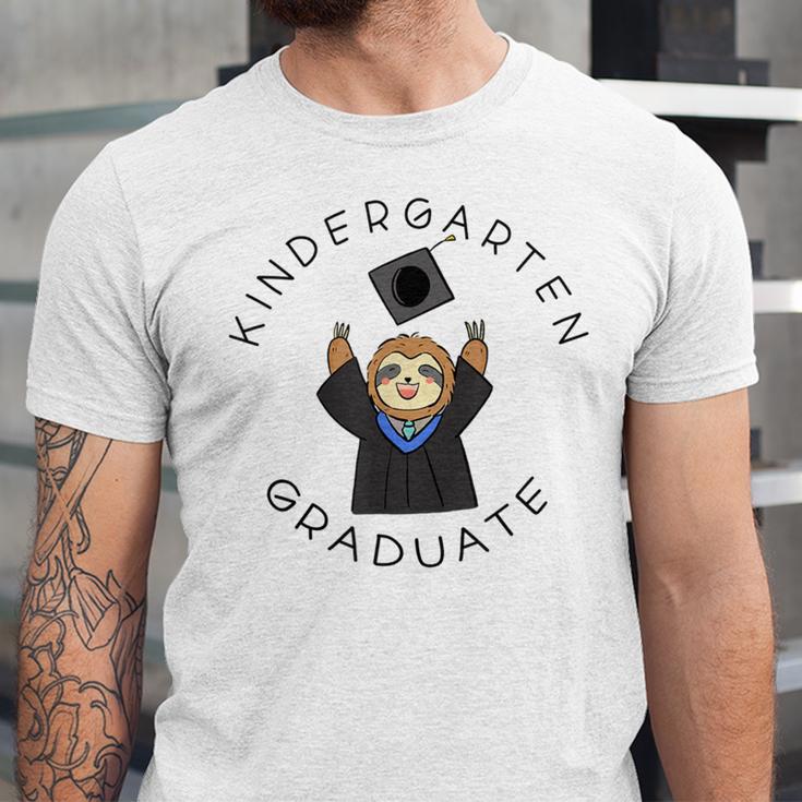 Boys Girls Kindergarten Graduate Sloth Graduation Cap Unisex Jersey T-Shirt