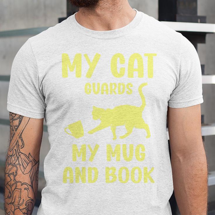 My Cat Guards My Mug And Book Humor Cats Premium Tri-Blend Unisex Jersey T-Shirt My Cat Guards My Mug And Book Humor Cats Premium Tri-Blend Unisex Jersey T-Shirt