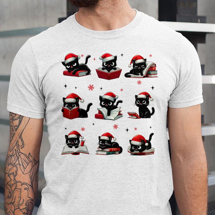 Cat Reading Books Lover Christmas Cat Lover Xmas Unisex Jersey T-Shirt Cat Reading Books Lover Christmas Cat Lover Xmas Unisex Jersey T-Shirt