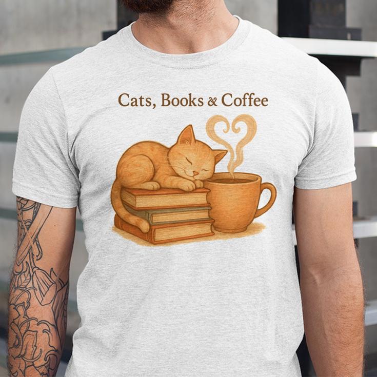 Cats Books And Coffee Heart Cozy Cat Lover Bookworm Readers Unisex Jersey T-Shirt Cats Books And Coffee Heart Cozy Cat Lover Bookworm Readers Unisex Jersey T-Shirt
