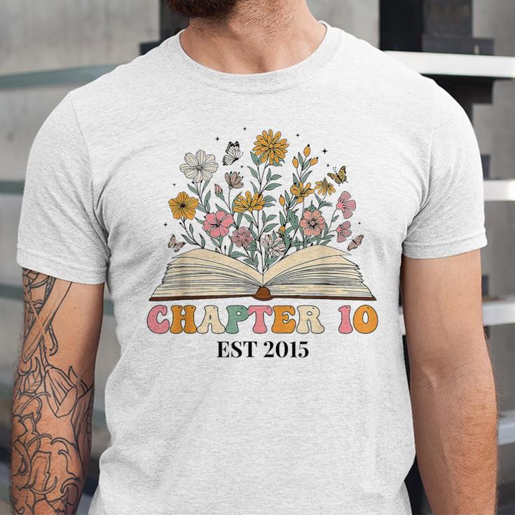 Chapter 10 Years Old 10th Birthday Wildflower Book Lover Unisex Jersey T-Shirt Chapter 10 Years Old 10th Birthday Wildflower Book Lover Unisex Jersey T-Shirt