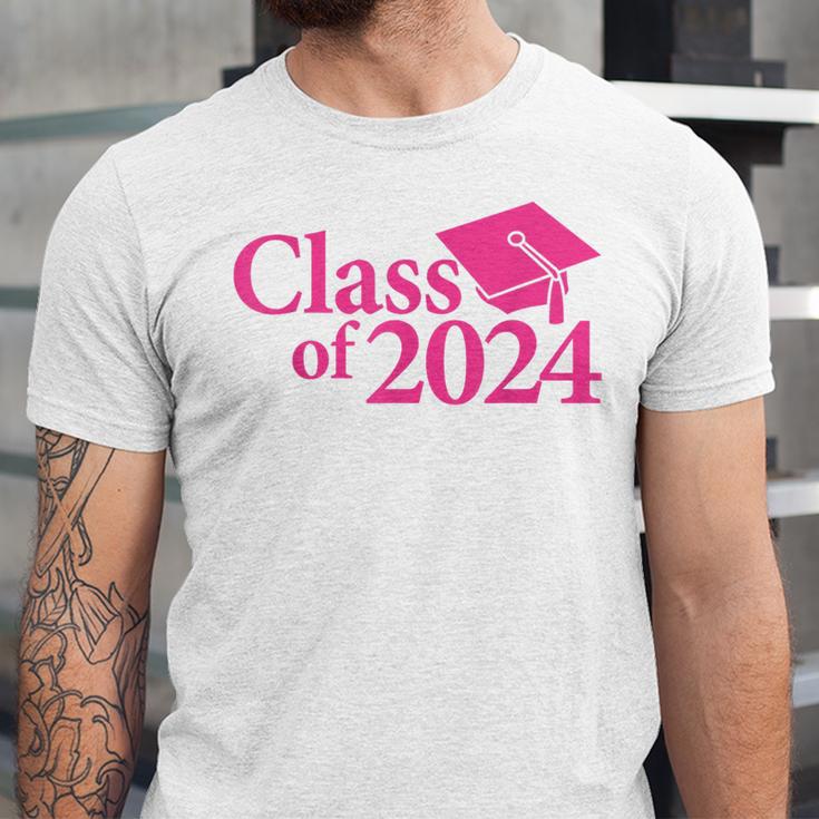 Class Of 2024 Pink For Girls And Women Graduation Unisex Jersey T-Shirt