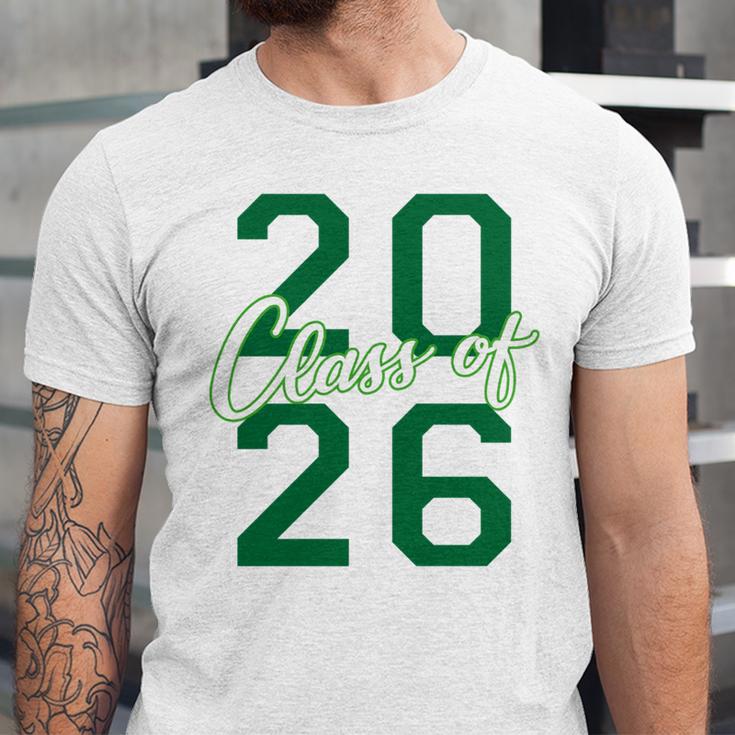Class Of 2026 Graduation Varsity Green And On The Back Unisex Jersey T-Shirt