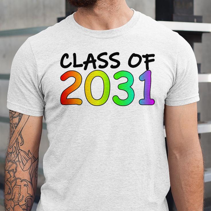 Class Of 2031 Pre-K -12th Grade Hand Prints Space Graduation Unisex Jersey T-Shirt