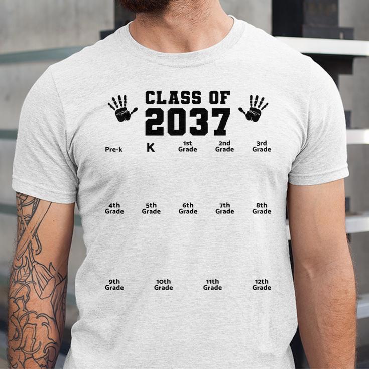 Class Of 2037 Handprint Grow With Me Pre-k Graduation Unisex Jersey T-Shirt