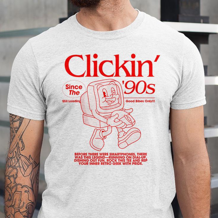 Clickin' Since The 90s Retro Computer Nostalgia Unisex Jersey T-Shirt Clickin' Since The 90s Retro Computer Nostalgia Unisex Jersey T-Shirt