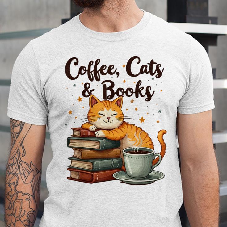 Coffee Cats And Books Lover For Women & Girls Coffee Unisex Jersey T-Shirt