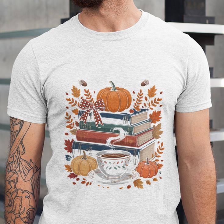 Cozy Autumn Books Fully Booked For Fall Books Pumpkin Unisex Jersey T-Shirt Cozy Autumn Books Fully Booked For Fall Books Pumpkin Unisex Jersey T-Shirt