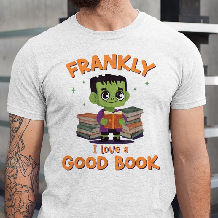 Cute Halloween Teacher Librarian Frankenstein Reading Books Unisex Jersey T-Shirt