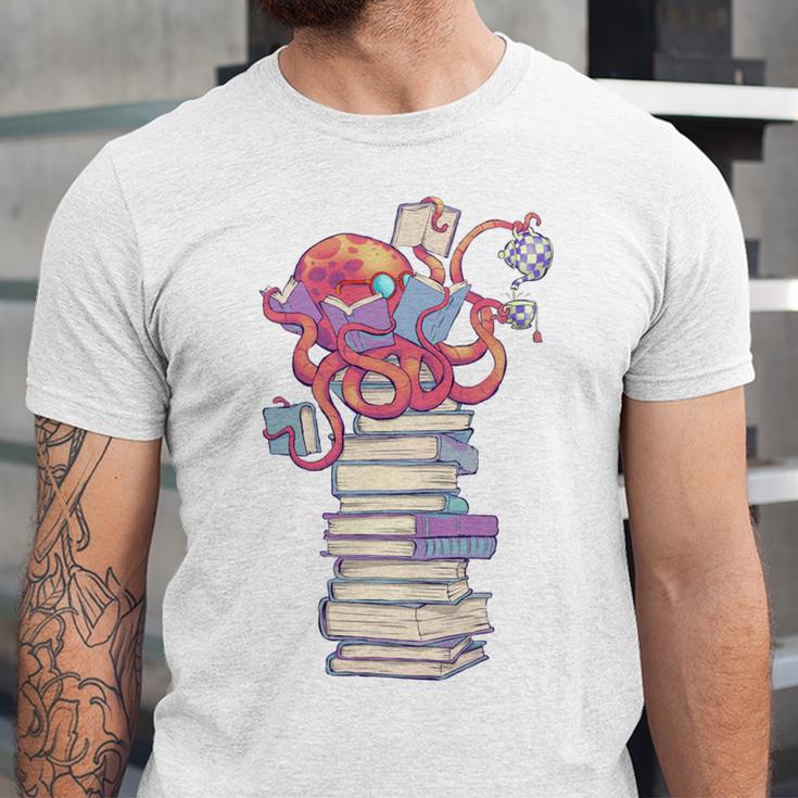 Cute Octopus Bookworm Fun Reading Tee For Book Lovers Unisex Jersey T-Shirt