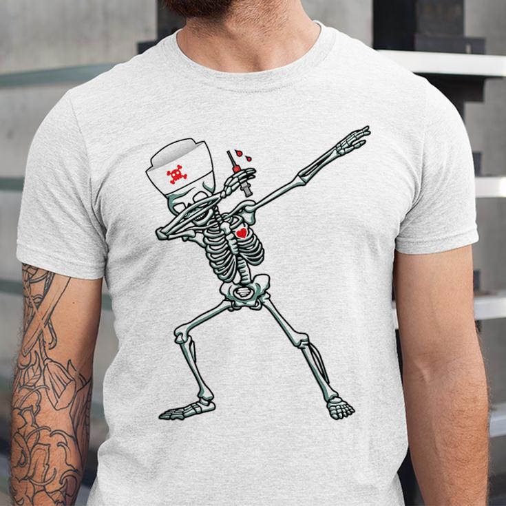 Dabbing Skeleton Nurse Halloween Graduation Unisex Jersey T-Shirt