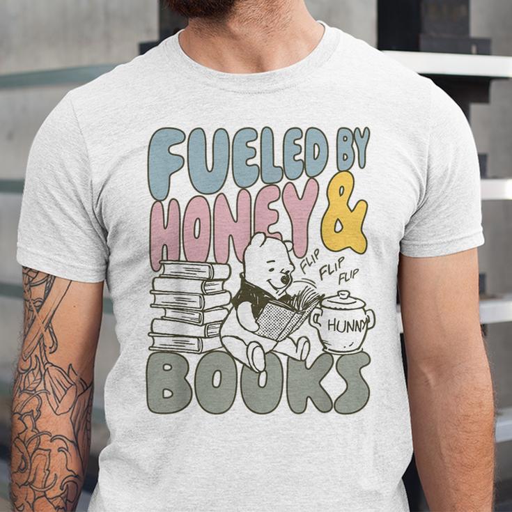 Disney Winnie The Pooh Fueled By Honey & Books Sketch Unisex Jersey T-Shirt Disney Winnie The Pooh Fueled By Honey & Books Sketch Unisex Jersey T-Shirt