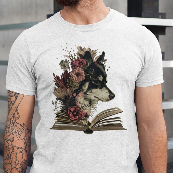 Dog Book Flower Unisex Jersey T-Shirt Dog Book Flower Unisex Jersey T-Shirt