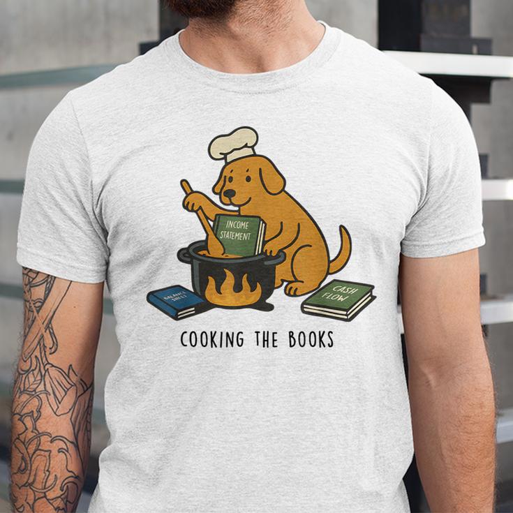 Dog Cooking The Books Unisex Jersey T-Shirt