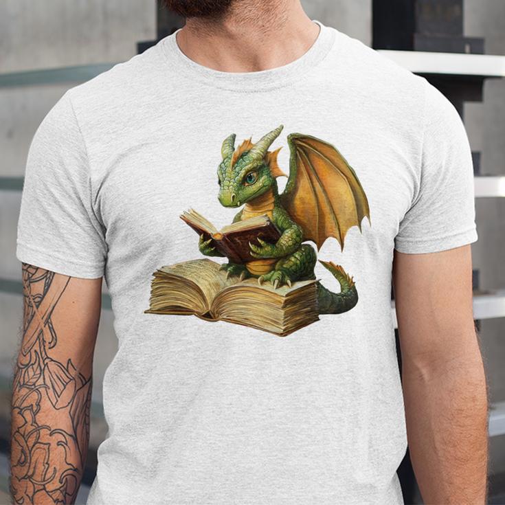 Dragon Bookworm Reading Book Graphic Unisex Jersey T-Shirt Dragon Bookworm Reading Book Graphic Unisex Jersey T-Shirt