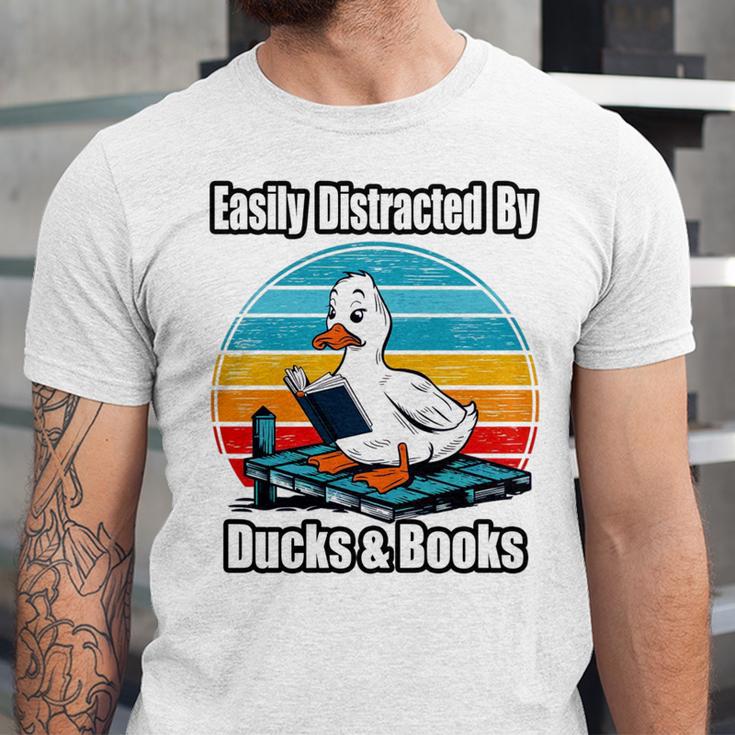Ducks Books Lover Easily Distracted By Ducks & Books Unisex Jersey T-Shirt