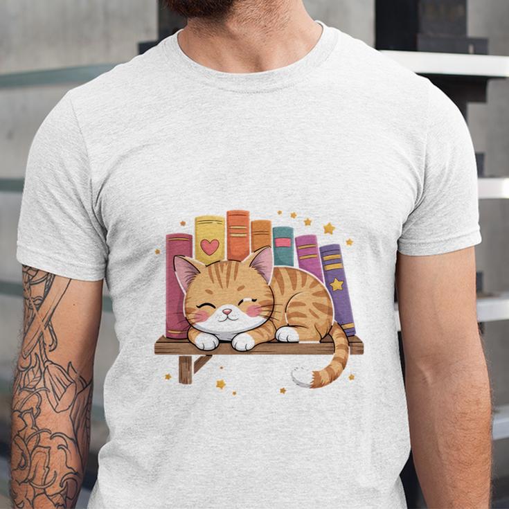 Easily Distracted By Cats And Books Cute Cat Sleeping Girls Unisex Jersey T-Shirt Easily Distracted By Cats And Books Cute Cat Sleeping Girls Unisex Jersey T-Shirt