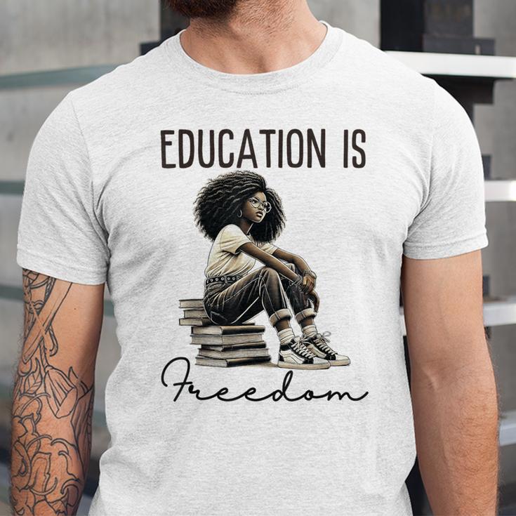 Education Is Freedom Teacher Women Books Black History Unisex Jersey T-Shirt Education Is Freedom Teacher Women Books Black History Unisex Jersey T-Shirt