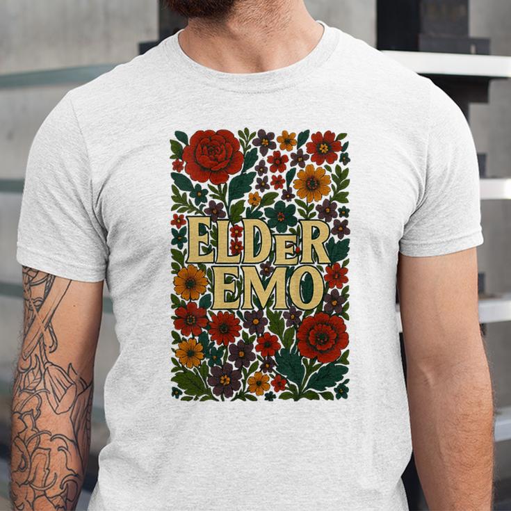 Elder Emo Floral Gothic Vintage Nostalgia Unisex Jersey T-Shirt