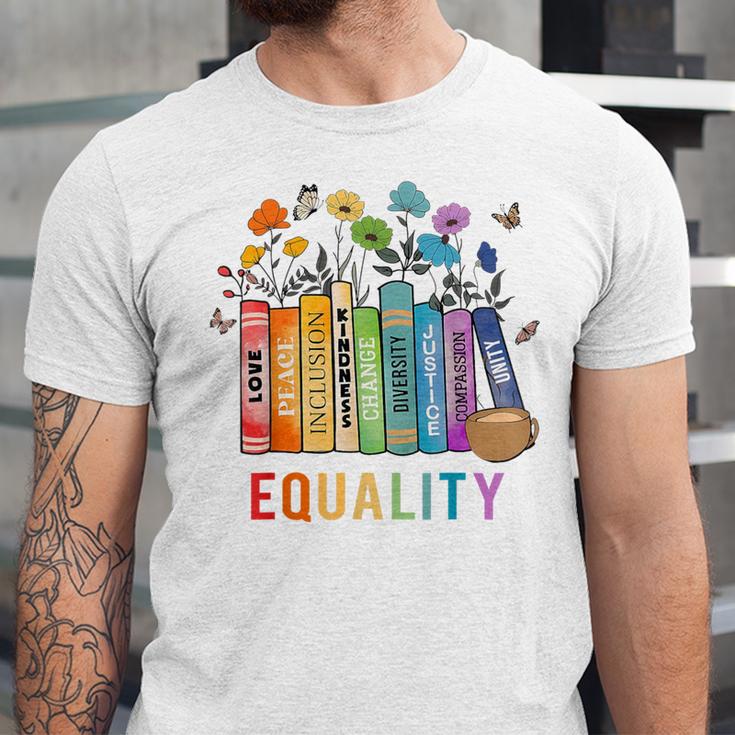 Equal Rights Book Flower Equality Peace Love Kindness Book Unisex Jersey T-Shirt Equal Rights Book Flower Equality Peace Love Kindness Book Unisex Jersey T-Shirt