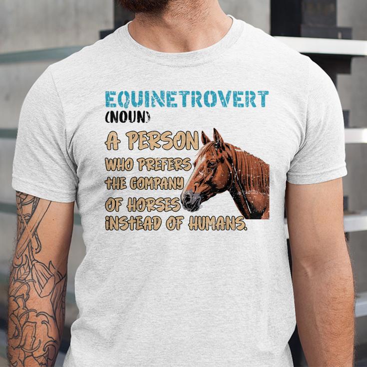 Equinetrovert Definition Equine Horse Riding Introvert Unisex Jersey T-Shirt