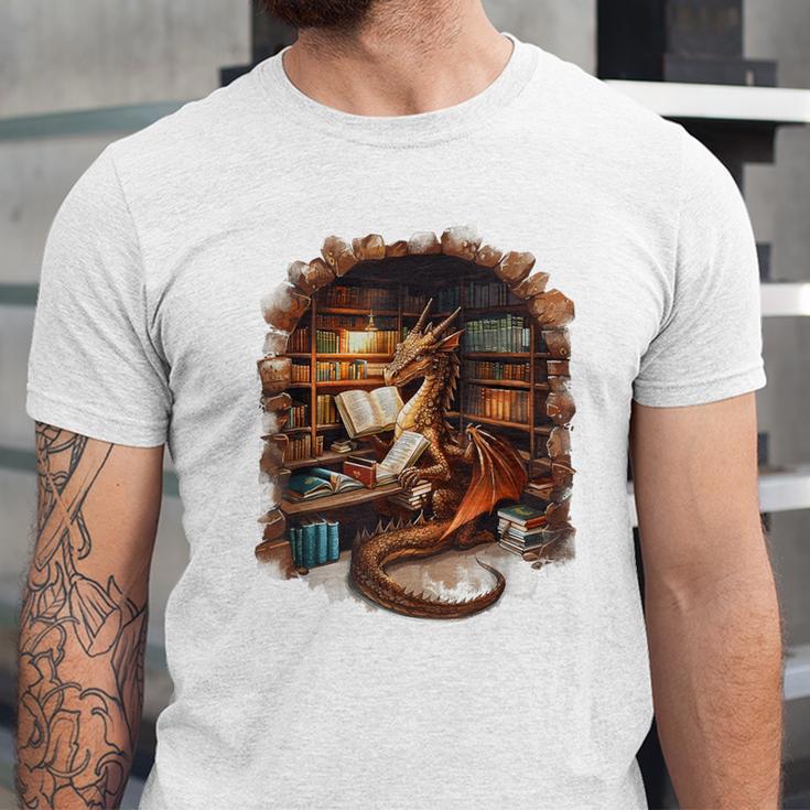 Fantasy Dragon Reading Book Lover Unisex Jersey T-Shirt