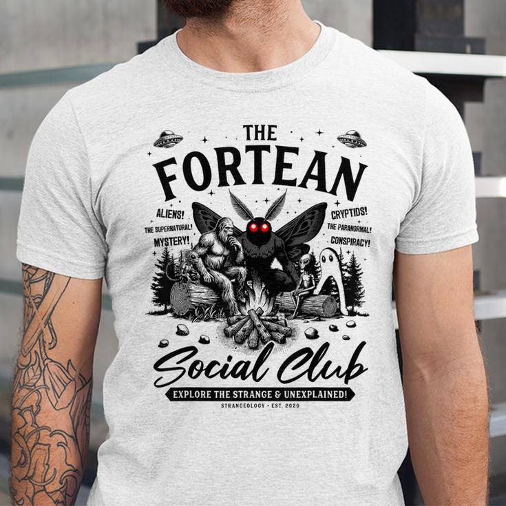 Fortean Social Club Bigfoot Mothman Alien Cryptid Introvert Unisex Jersey T-Shirt