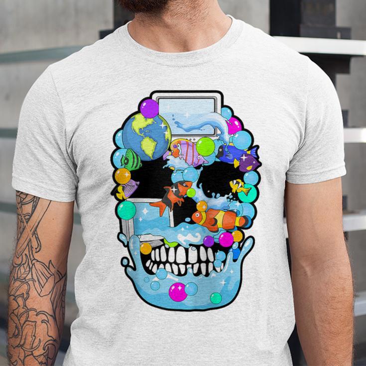 Frutiger Aero Aesthetic Tech Skull Computer Fishes Raglan Baseball Tee Unisex Jersey T-Shirt