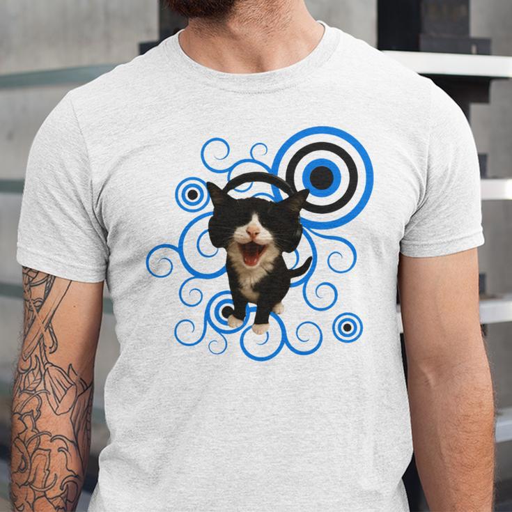 Frutiger Aero Cat Meme Headphone Kitty Cat Lover Unisex Jersey T-Shirt