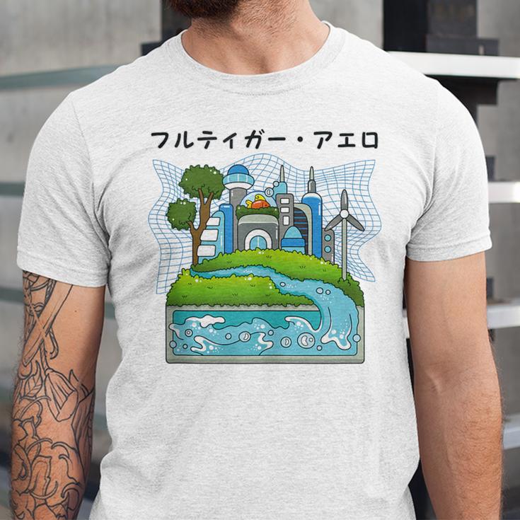 Future City Wind Power Frutiger Aero Y2K Style Ocean Unisex Jersey T-Shirt