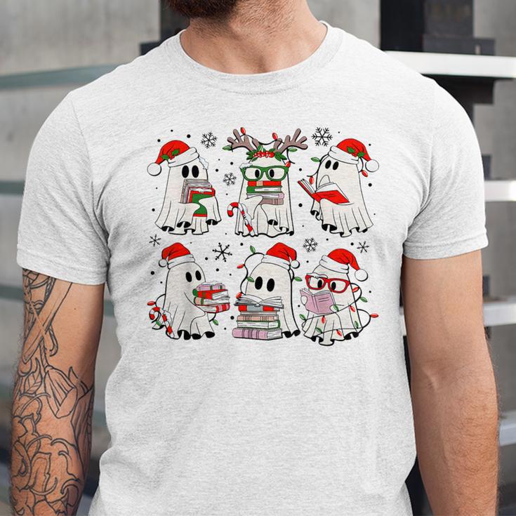 Ghost Book Reading Christmas Books Lover Teacher Kids Unisex Jersey T-Shirt Ghost Book Reading Christmas Books Lover Teacher Kids Unisex Jersey T-Shirt