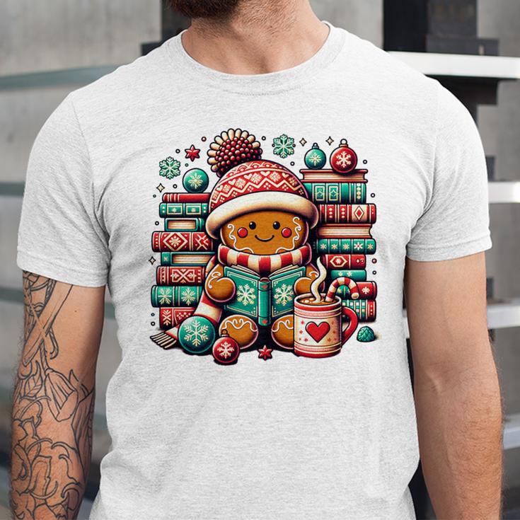 Gingerbread Reading Book Lovers Christmas Bookworm Librarian Premium Unisex Jersey T-Shirt Gingerbread Reading Book Lovers Christmas Bookworm Librarian Premium Unisex Jersey T-Shirt