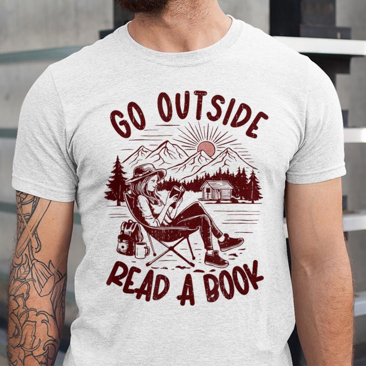 Go Outside Read a Book Vintage Bibliophiles Unisex Jersey T-Shirt
