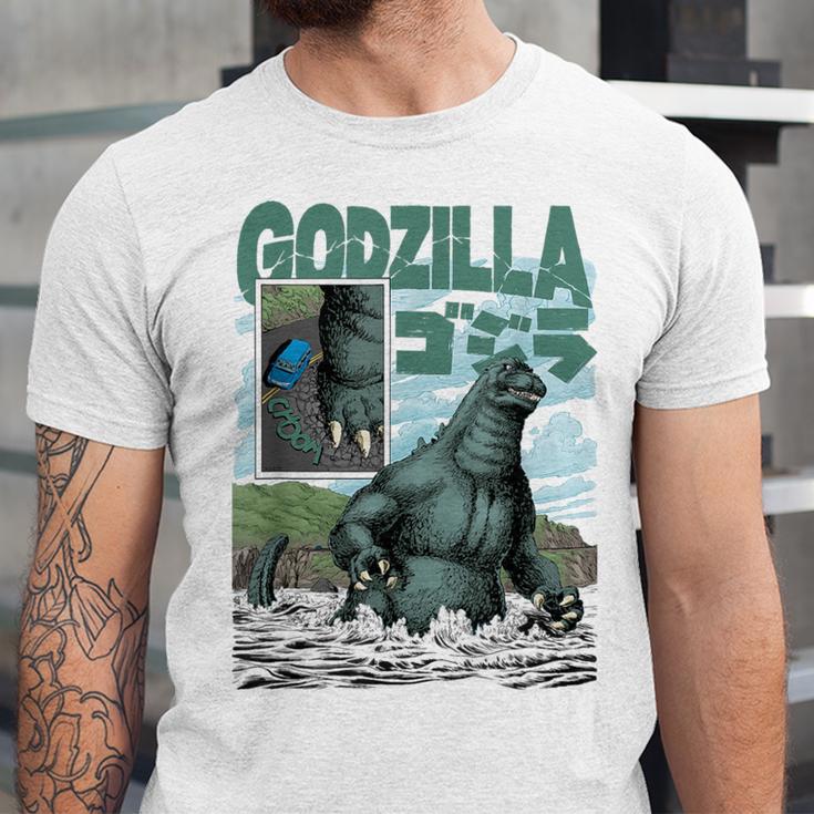 Godzilla Ocean Scene Comic Book Illustration Movie Monster Unisex Jersey T-Shirt