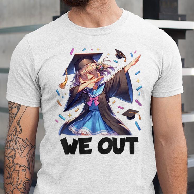 We Out Graduate Dabbing Anime Girl Grad Graduation Unisex Jersey T-Shirt