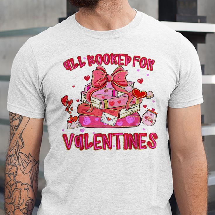 Groovy All Booked For Valentines Books Pink Coquette Bow Unisex Jersey T-Shirt Groovy All Booked For Valentines Books Pink Coquette Bow Unisex Jersey T-Shirt