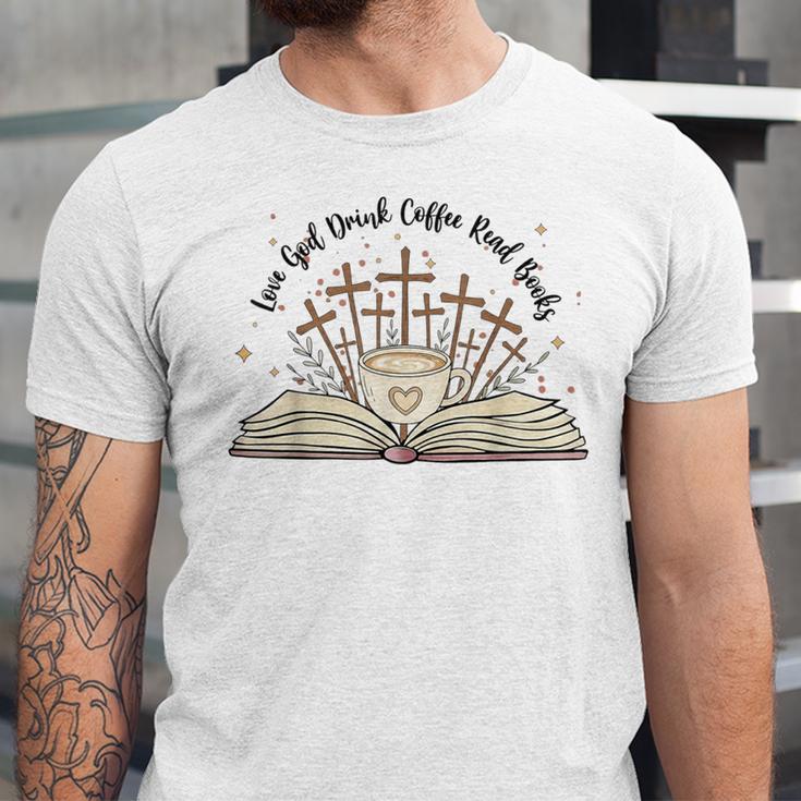 Groovy Flowers Love God Drink Coffee Read Books Christian Unisex Jersey T-Shirt Groovy Flowers Love God Drink Coffee Read Books Christian Unisex Jersey T-Shirt