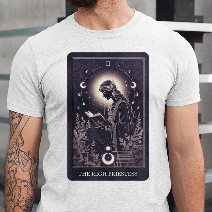 High Priestess Tarot Art Celestial Mystic Book Lover Unisex Jersey T-Shirt High Priestess Tarot Art Celestial Mystic Book Lover Unisex Jersey T-Shirt