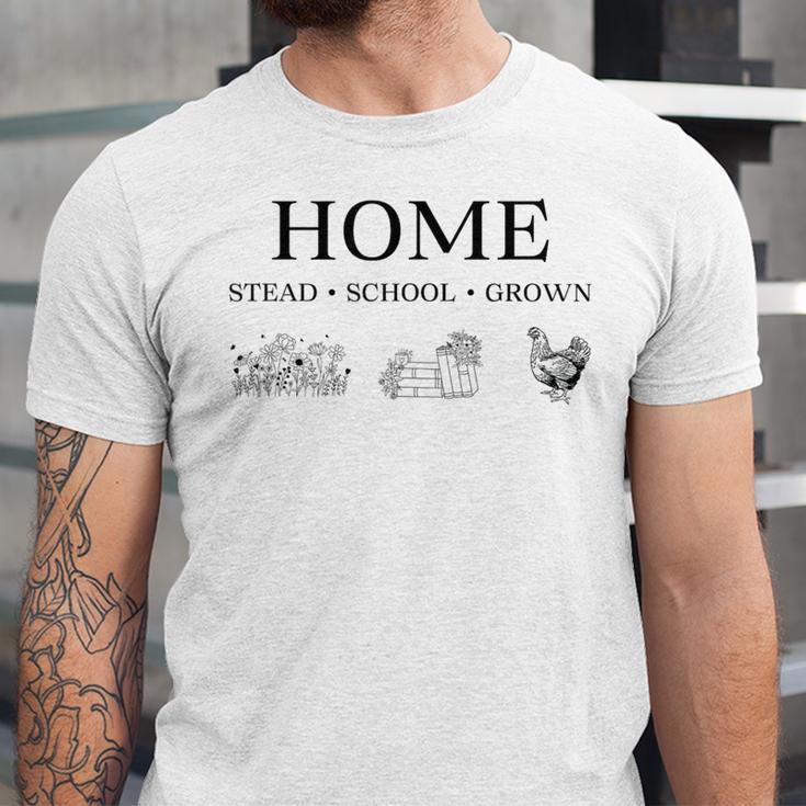 Home Stead School Grown Flowers Book Chicken Unisex Jersey T-Shirt